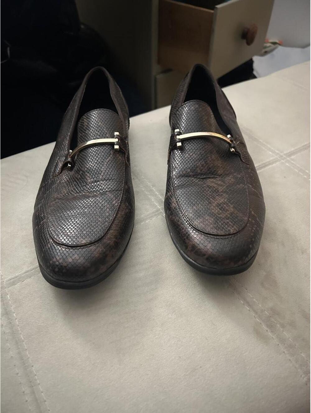 ASOS Brown snakeskin loafers with silver buckle size 12